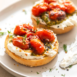 Roasted Garlic Tomatoes & Pesto on Sesame Pagel