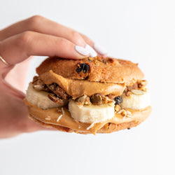 Peanut Butter, Banana, & Granola Pagel Sandwich